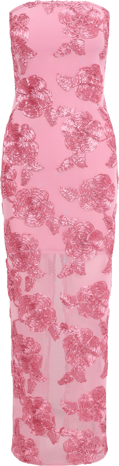 3D Mesh Maxi Dress - Sea Pink