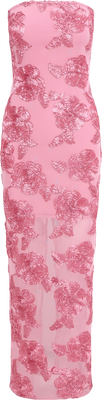 3D Mesh Maxi Dress - Sea Pink