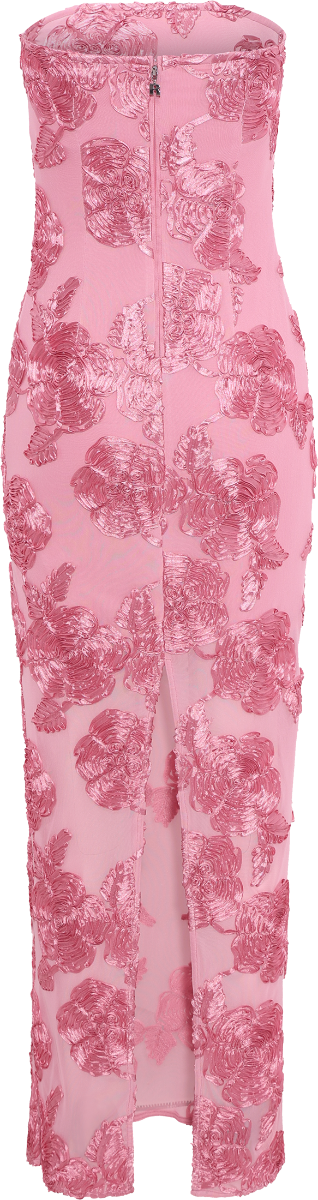 3D Mesh Maxi Dress - Sea Pink
