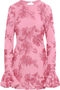 3D Mesh Mini Dress - Sea Pink