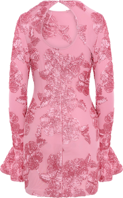 3D Mesh Mini Dress - Sea Pink