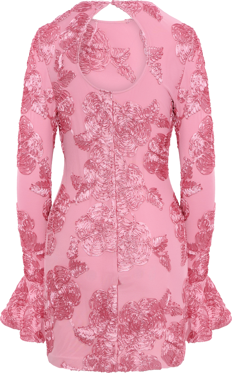 3D Mesh Mini Dress - Sea Pink