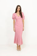 Lace Puff Sleeve Dress - Sea Pink
