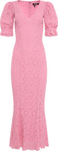 Lace Puff Sleeve Dress - Sea Pink