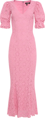 Lace Puff Sleeve Dress - Sea Pink