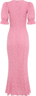 Lace Puff Sleeve Dress - Sea Pink