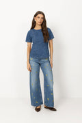 Turig Alena Ss Top - Mid Blue Wash