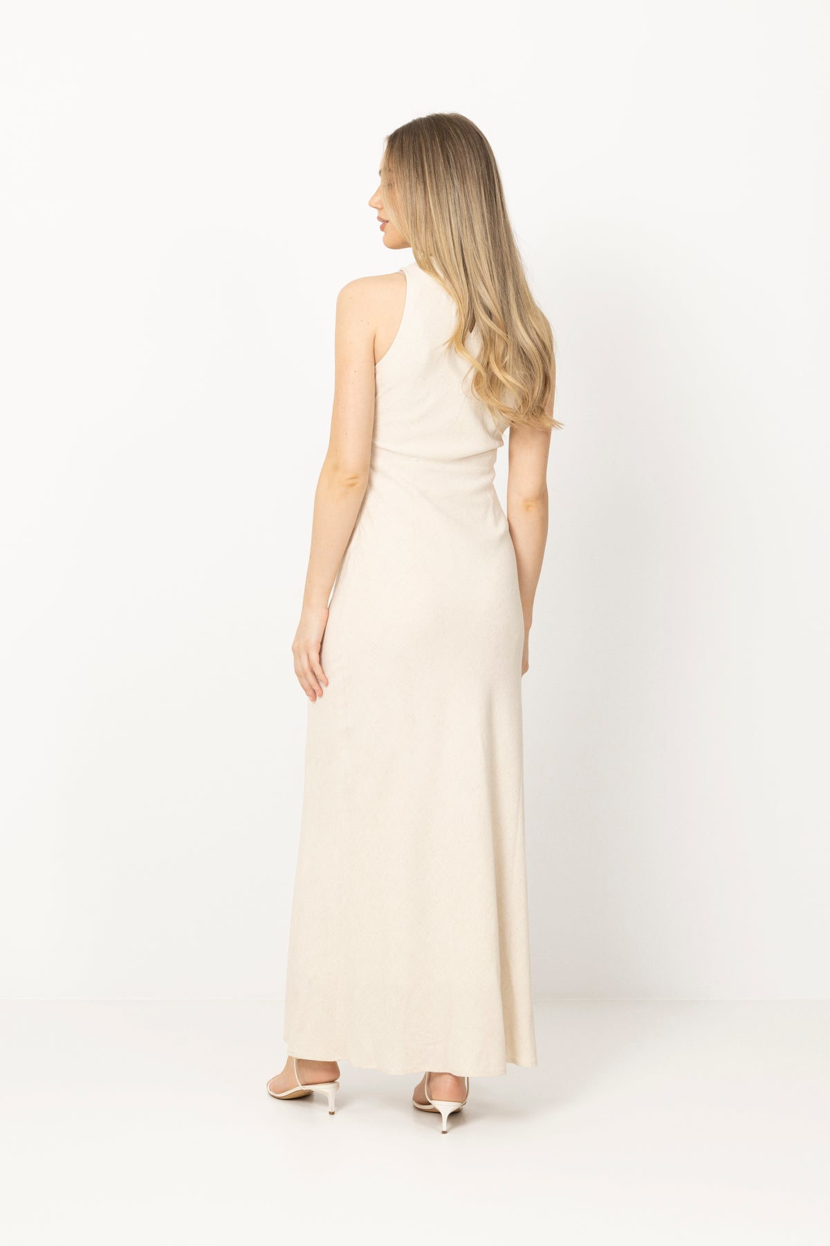 Eden Linen Maxi Dress - Beige