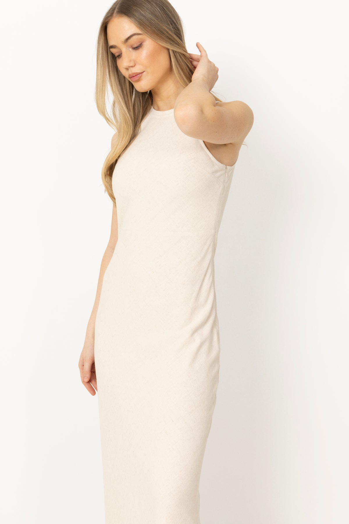 Eden Linen Maxi Dress - Beige