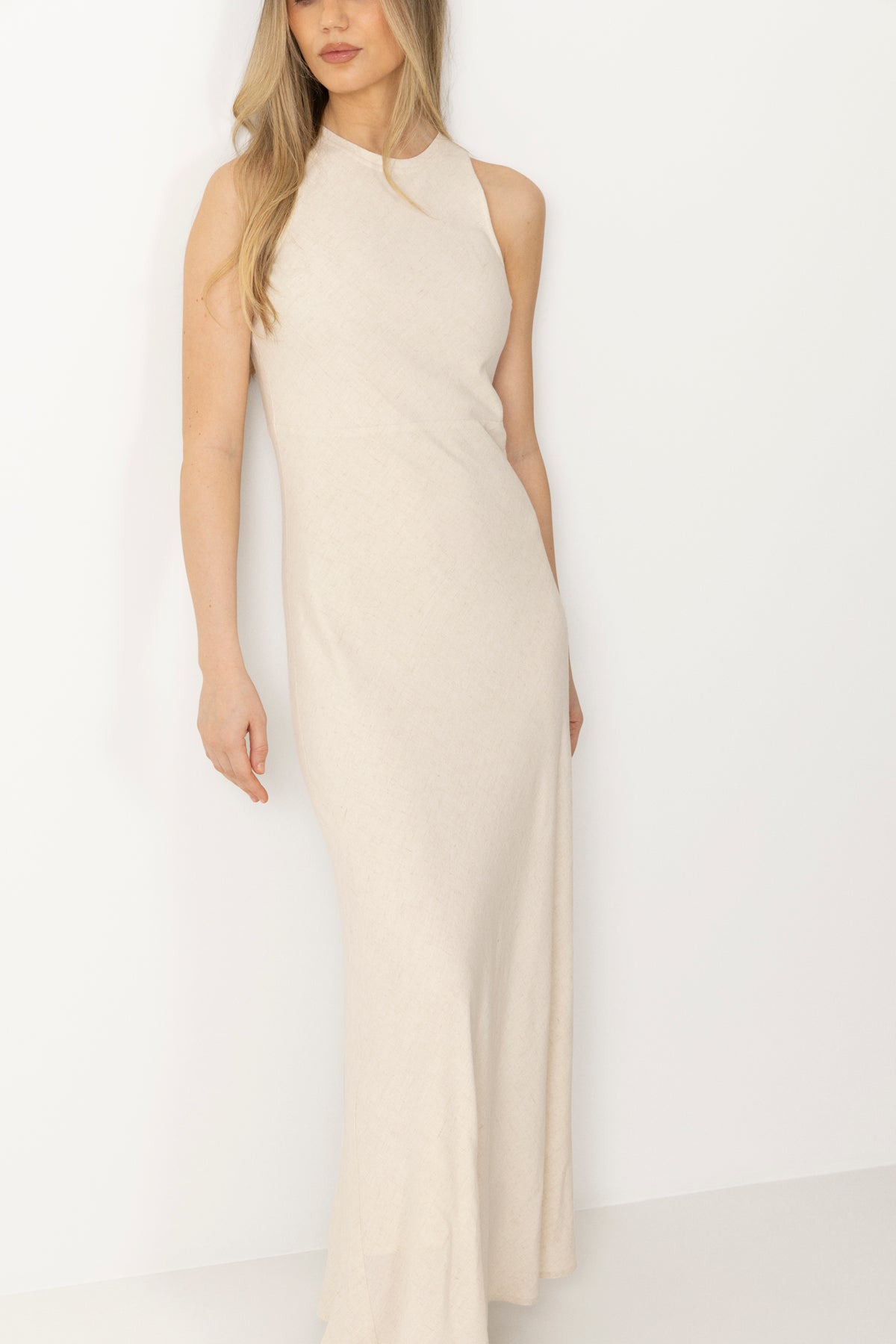 Eden Linen Maxi Dress - Beige