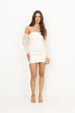 Ruched Mini Dress - Egret