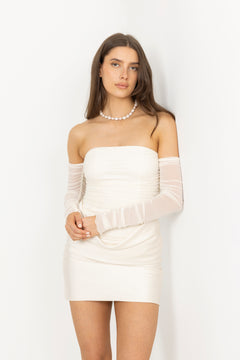 Ruched Mini Dress - Egret