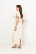 Jacquard Midi Puffy Dress - Egret