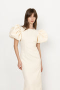 Jacquard Midi Puffy Dress - Egret