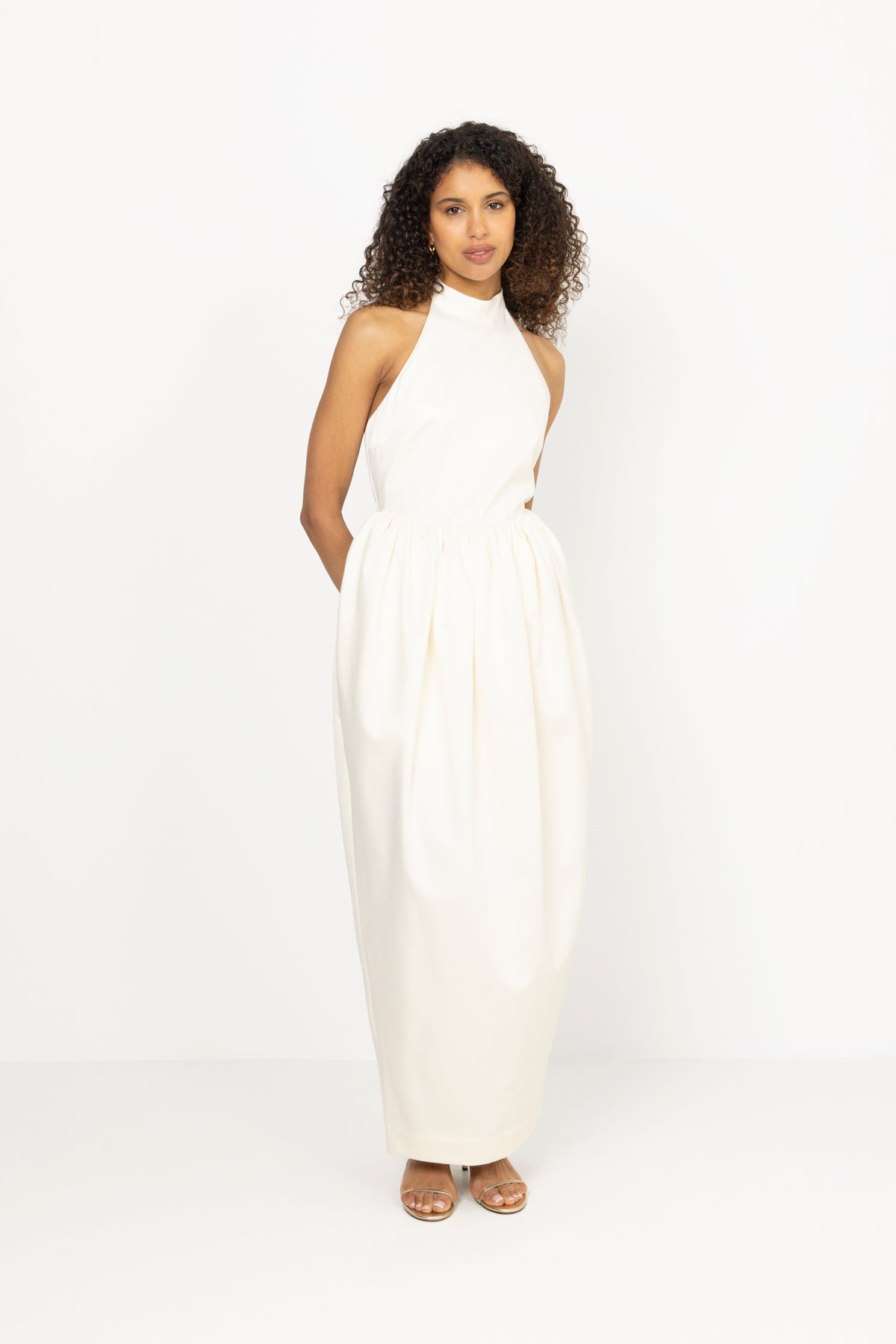 Satin Maxi Dress - Egret