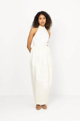 Satin Maxi Dress - Egret