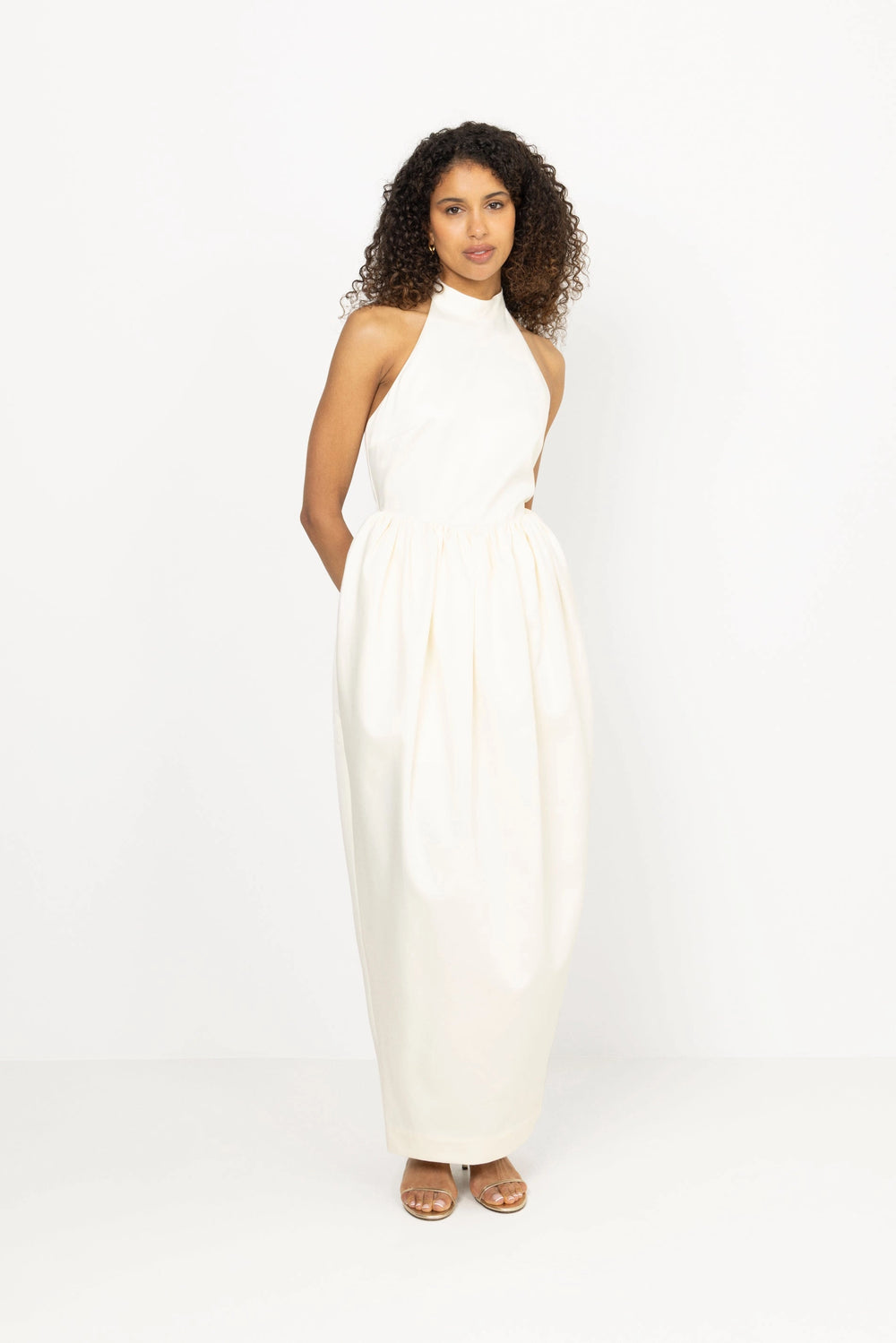 Satin Maxi Dress - Egret