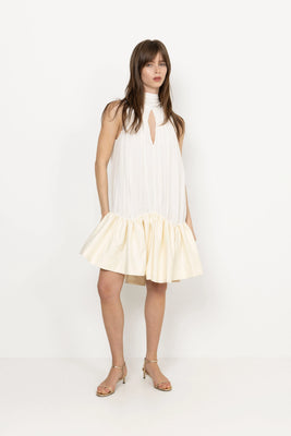 Gathered Mini Dress - Egret