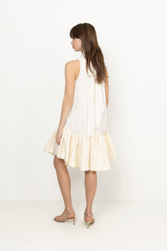 Gathered Mini Dress - Egret