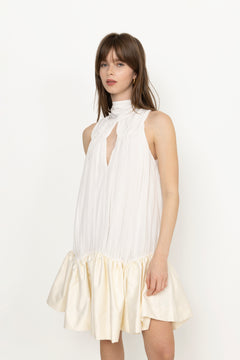 Gathered Mini Dress - Egret