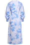 Adelic Long Dress - Abstract Blue Flower Print