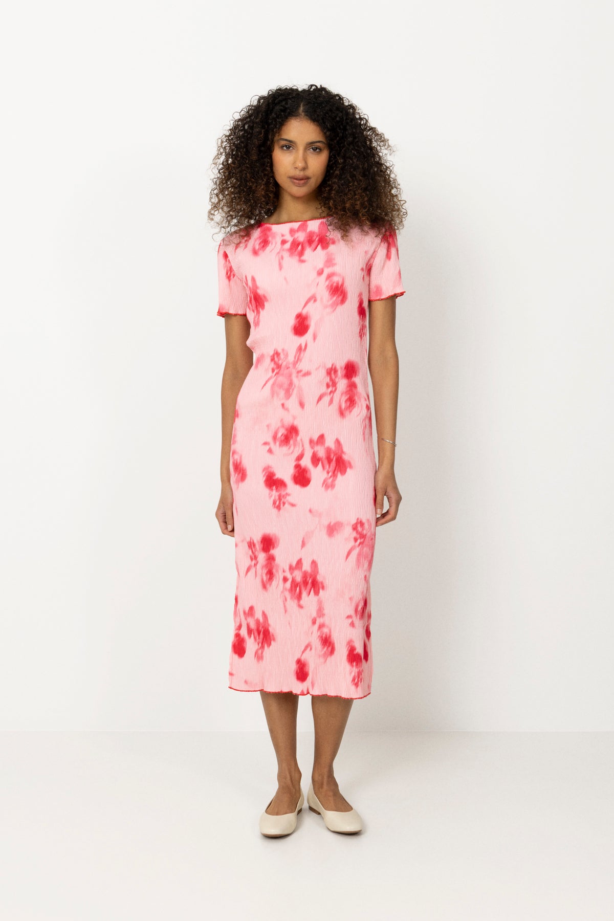 Odaic Ss Dress - Abstract Pink Flower Print