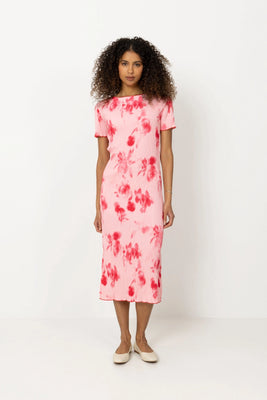Odaic Ss Dress - Abstract Pink Flower Print