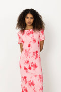 Odaic Ss Dress - Abstract Pink Flower Print
