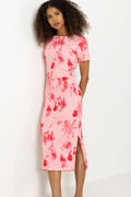 Odaic Ss Dress - Abstract Pink Flower Print