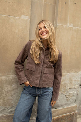 Ruth Suede Leather Jacket - Brown
