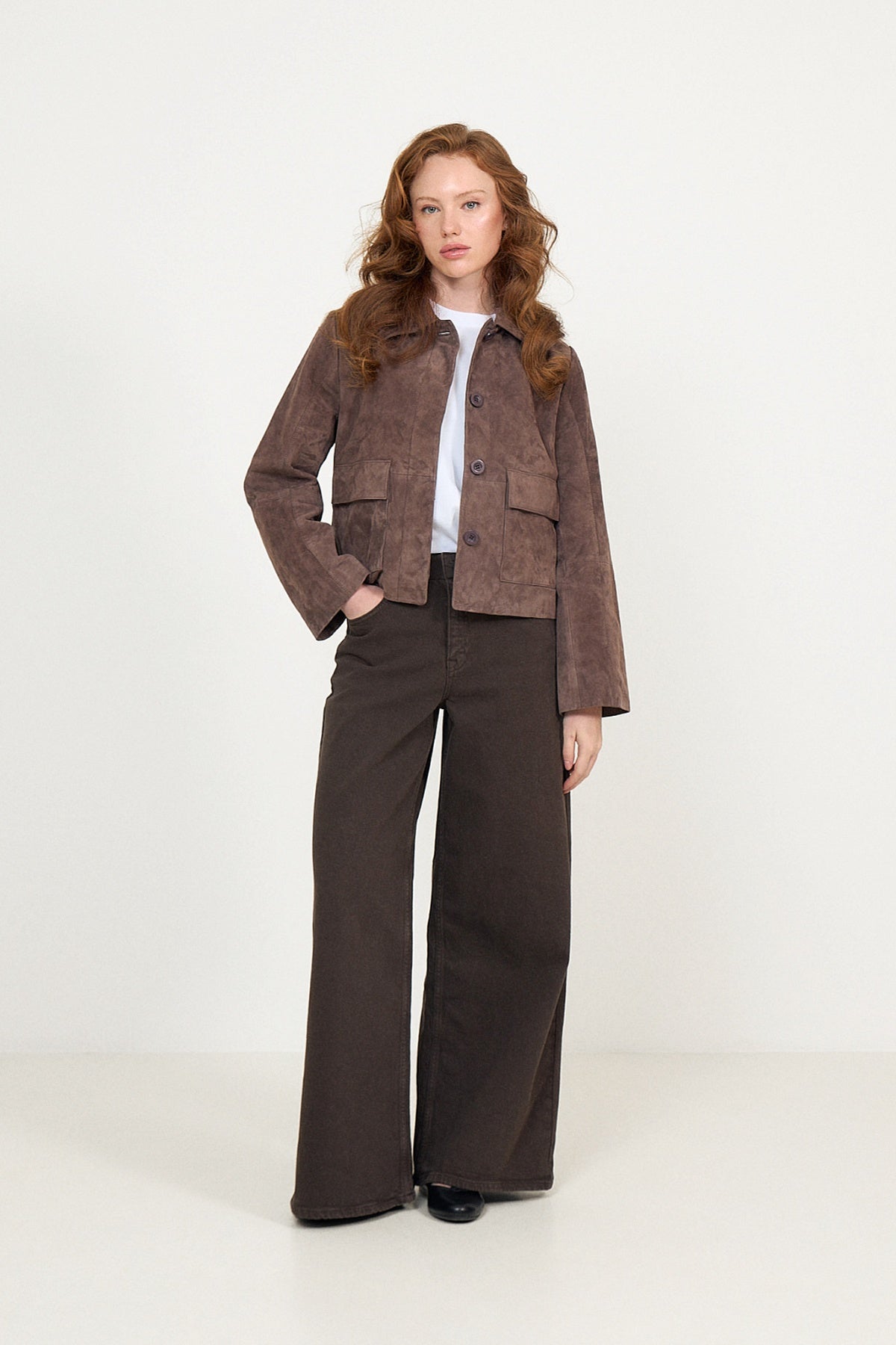 Ruth Suede Leather Jacket - Brown