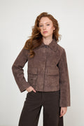 Ruth Suede Leather Jacket - Brown