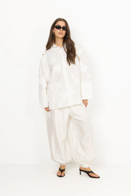 Flower Oversized Shirt - Bright White