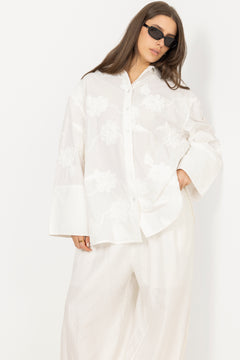 Flower Oversized Shirt - Bright White