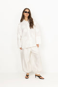 Striped Balloon Pants - Bright White