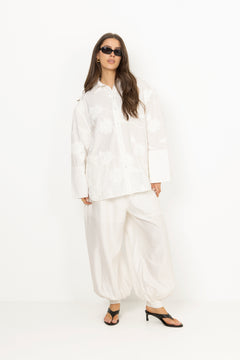 Striped Balloon Pants - Bright White