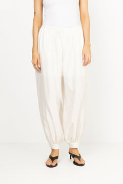 Striped Balloon Pants - Bright White