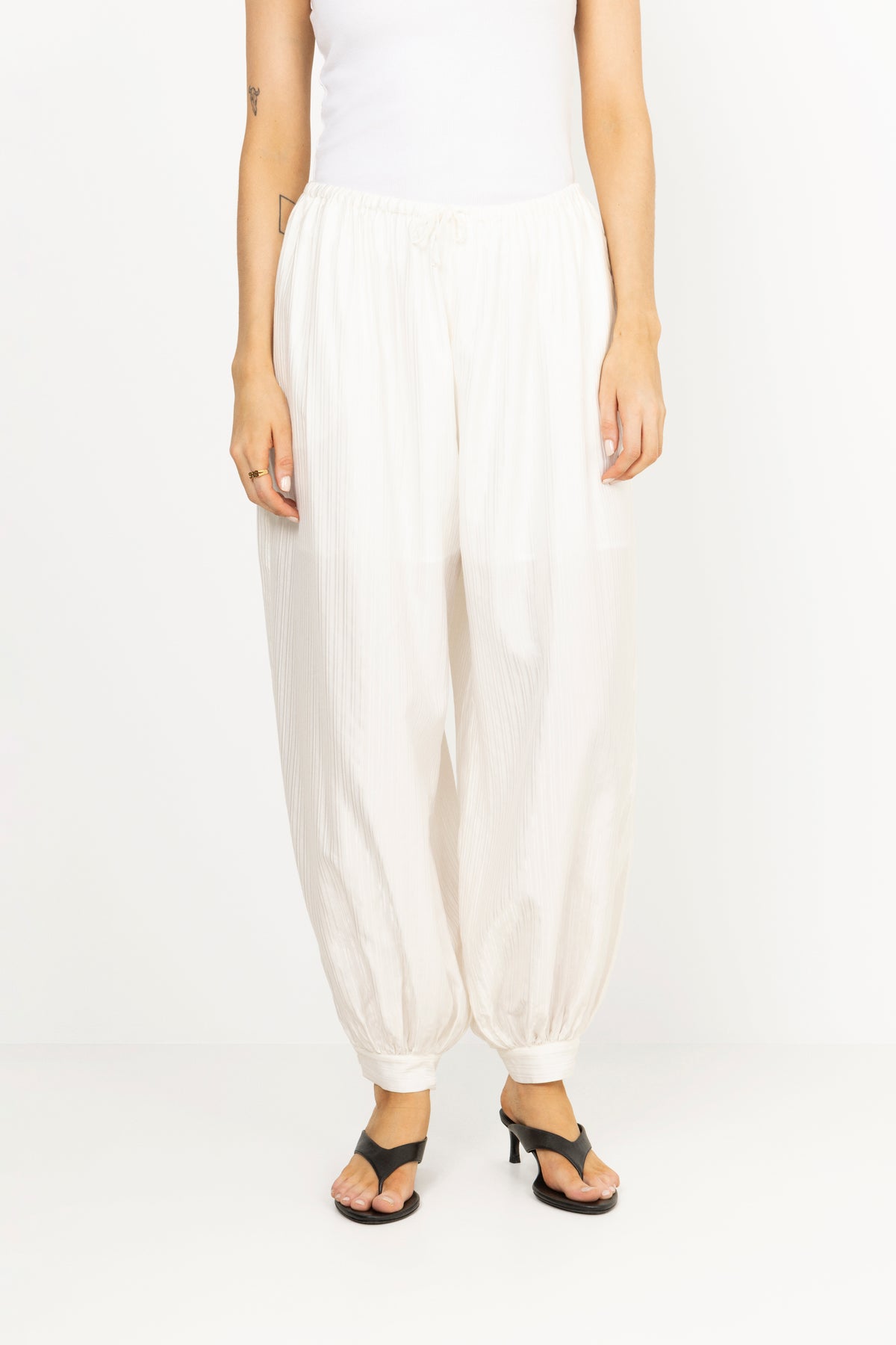 Striped Balloon Pants - Bright White