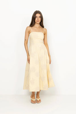 Flower Strapless Dress - Italian Straw