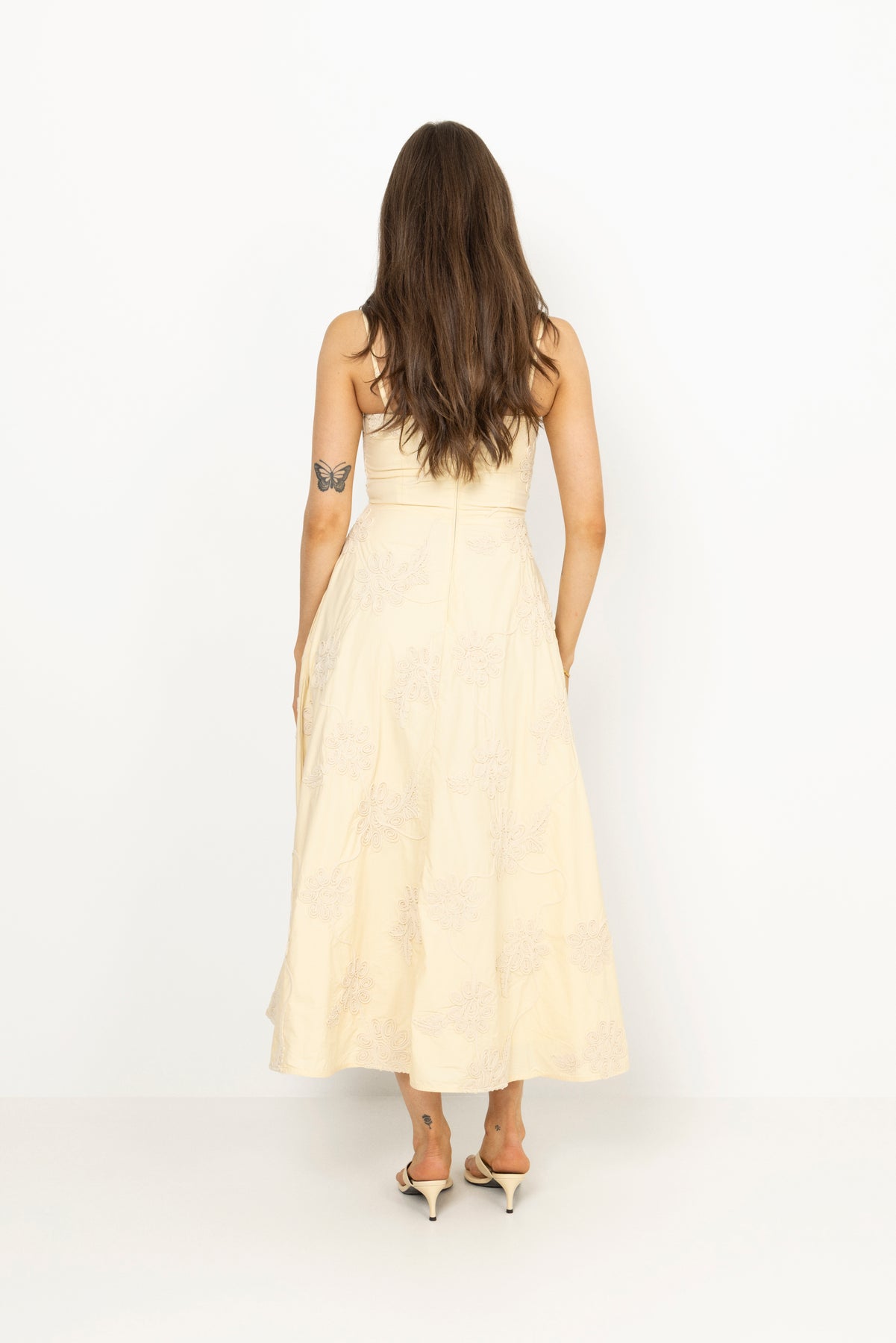 Flower Strapless Dress - Italian Straw