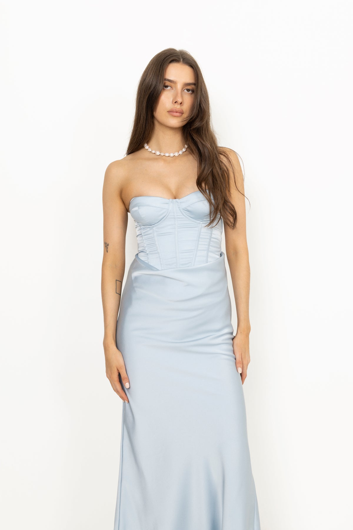 Satin Corset Maxi Dress - Plein Air