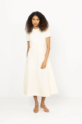 Jacquard Flared Dress - Winter White