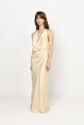 Chiffon Halter Dress - Italian Straw