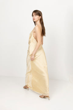 Chiffon Halter Dress - Italian Straw