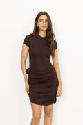 Draped Mini Dress - Chicory Coffee