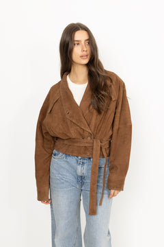 Suede Bomber Jacket - Bison