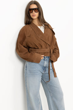 Suede Bomber Jacket - Bison
