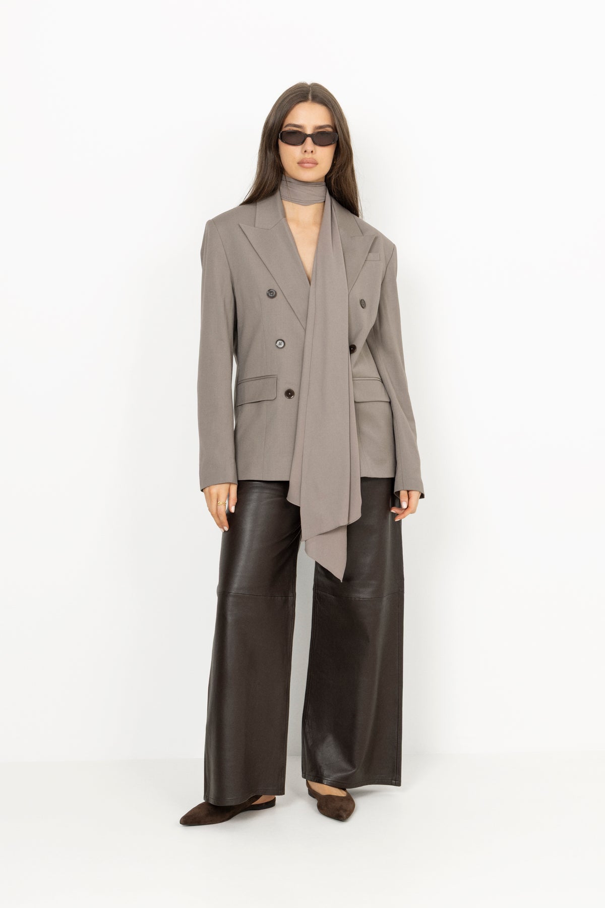 Oversized Scarf Blazer - Driftwood