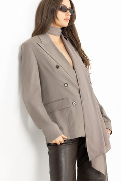 Oversized Scarf Blazer - Driftwood