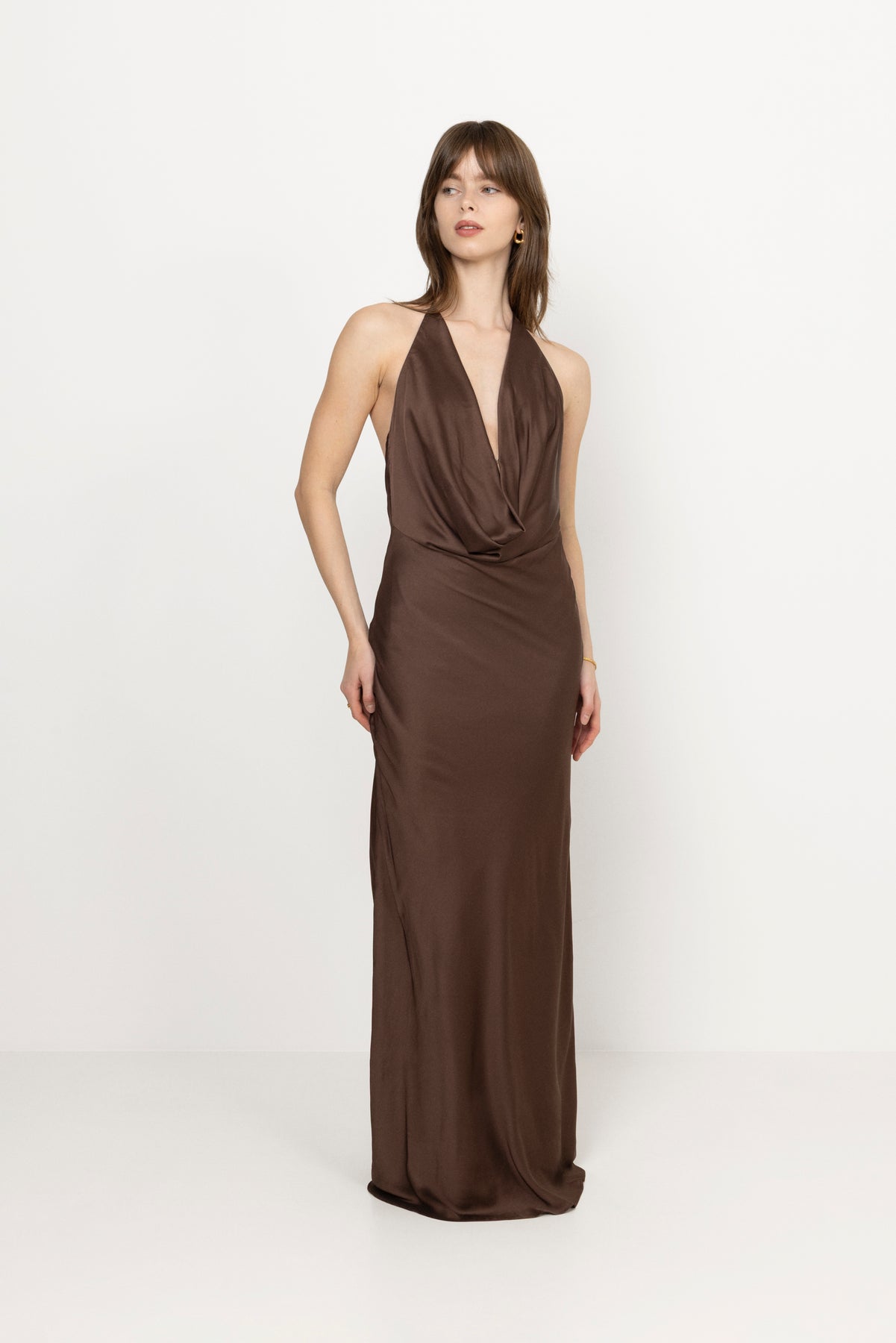 Chiffon Halter Dress - Potting Soil